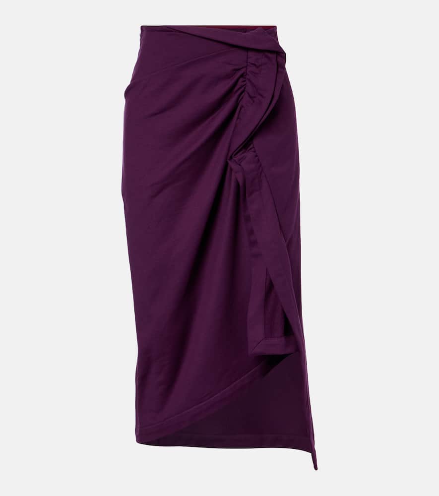 Ruffled cotton jersey midi skirt