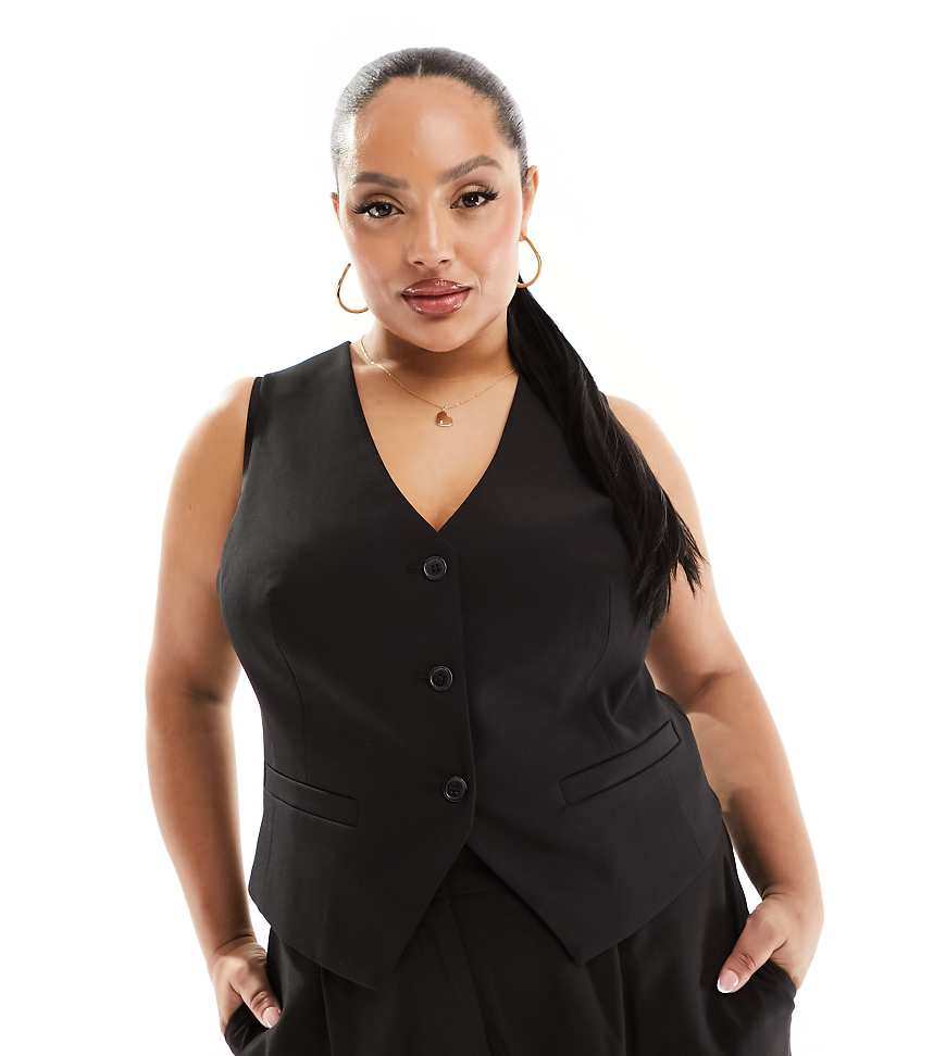 ASOS DESIGN Curve tailored vest in black