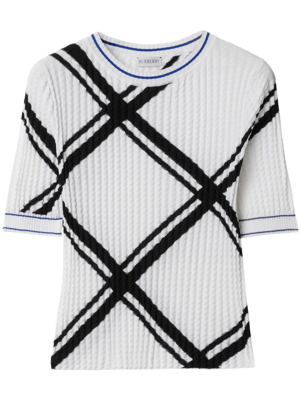 Check-jacquard cotton T-shirt - White