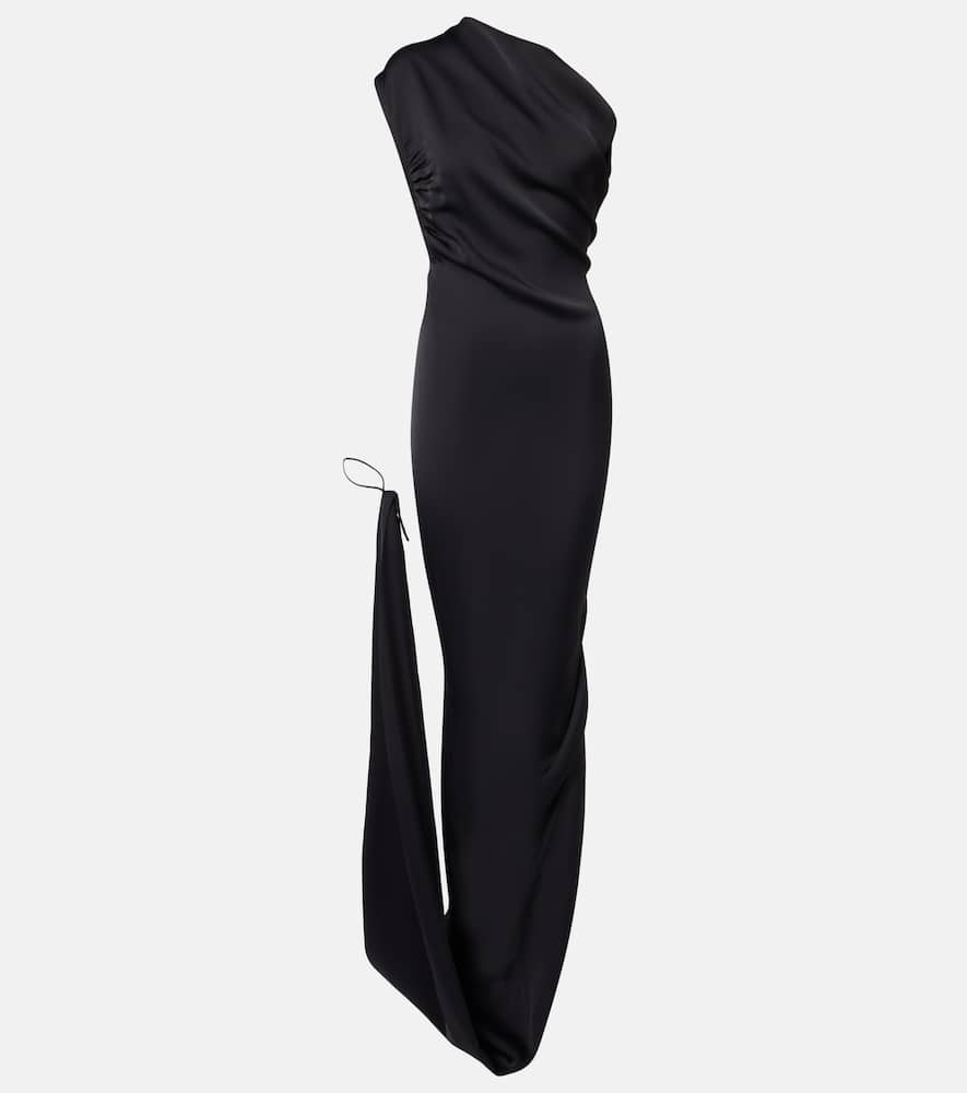 Andreas draped one-shoulder satin gown