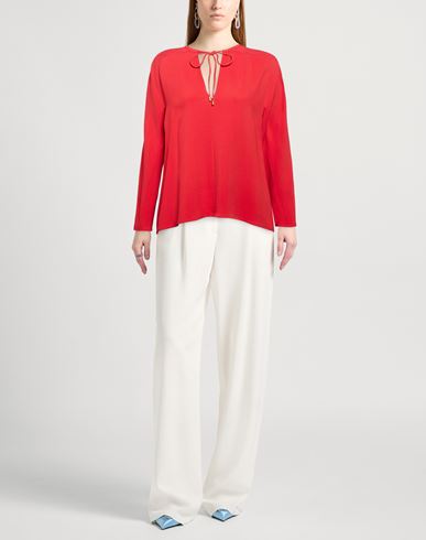 Woman Top Red Size 10 Viscose, Calfskin