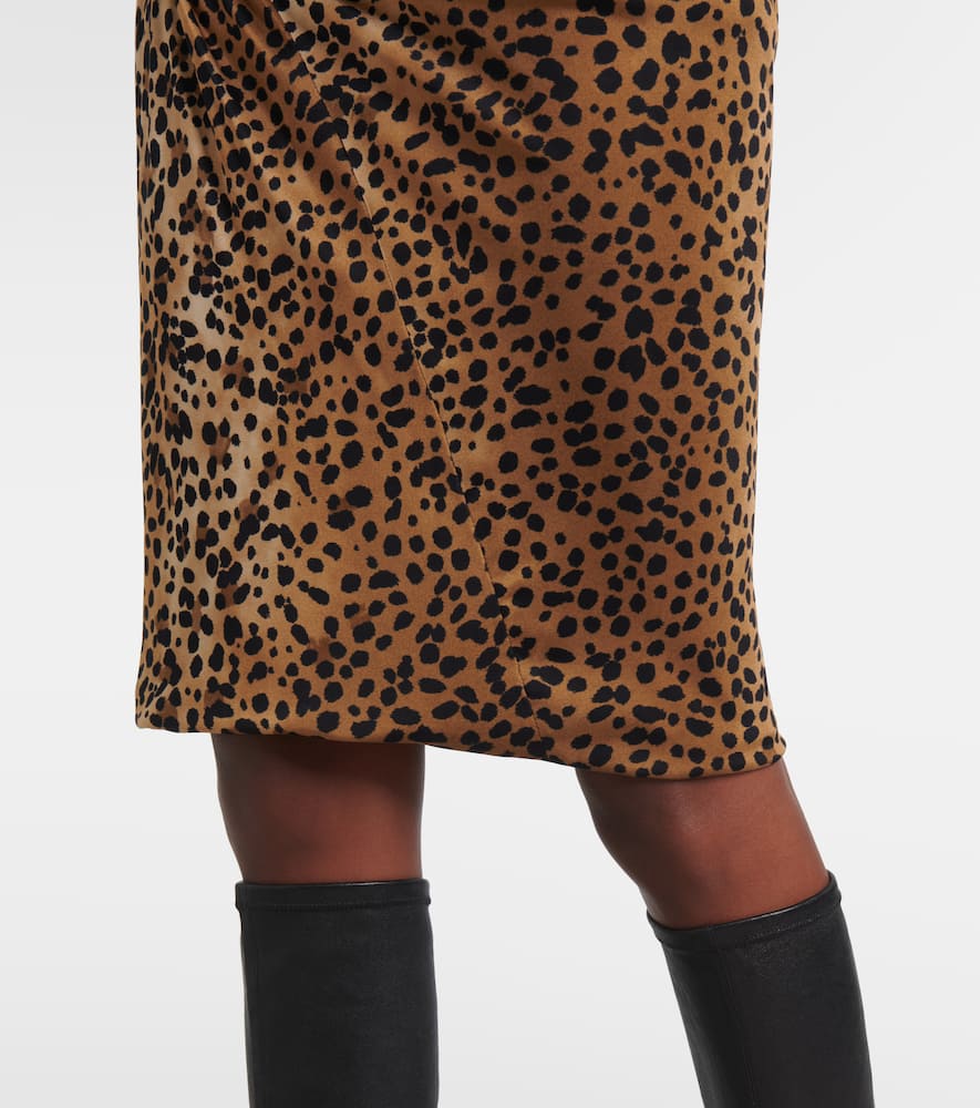 Safety Pin gathered leopard-print pencil skirt
