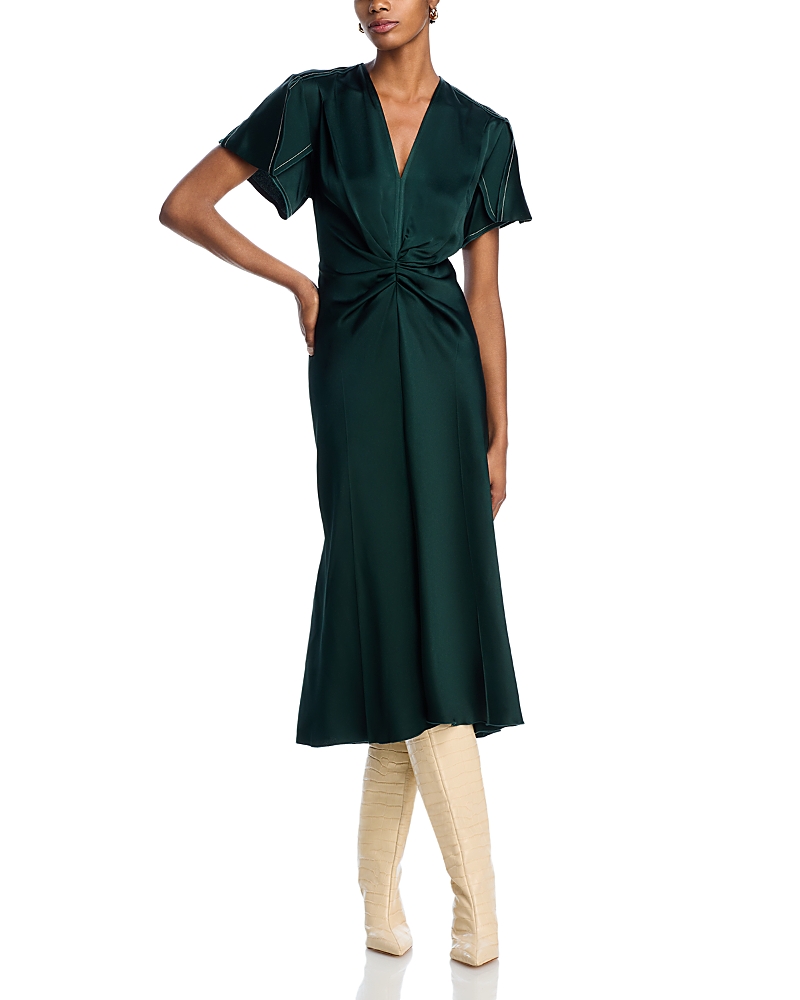 Gathered midi dress - Green