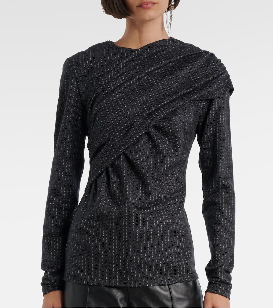 Asna chalk stripe wool and cotton top