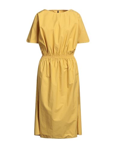 Woman Midi dress Yellow Size 6 Cotton