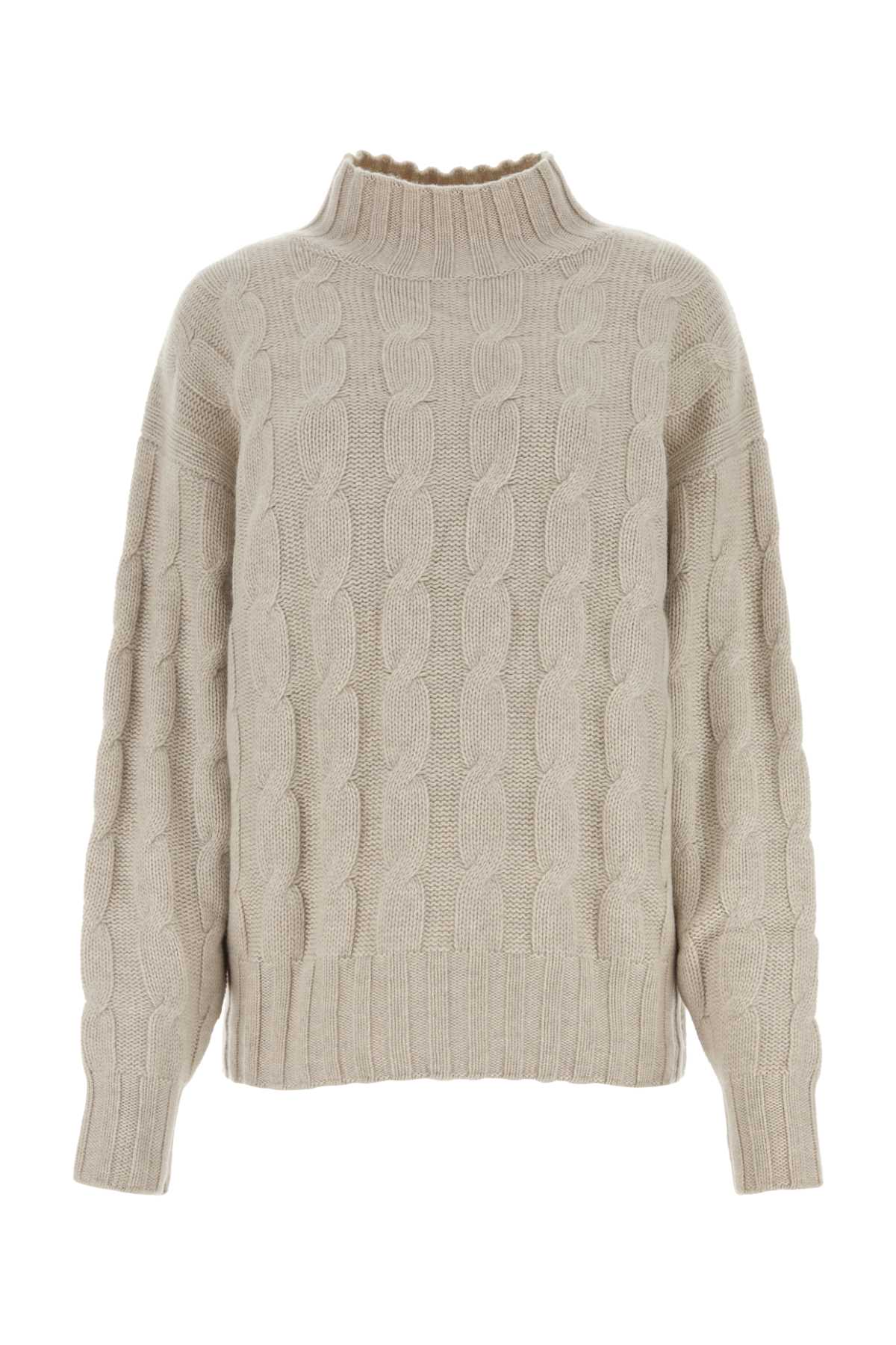 Cable-Knit Cashmere Sweater — Beige