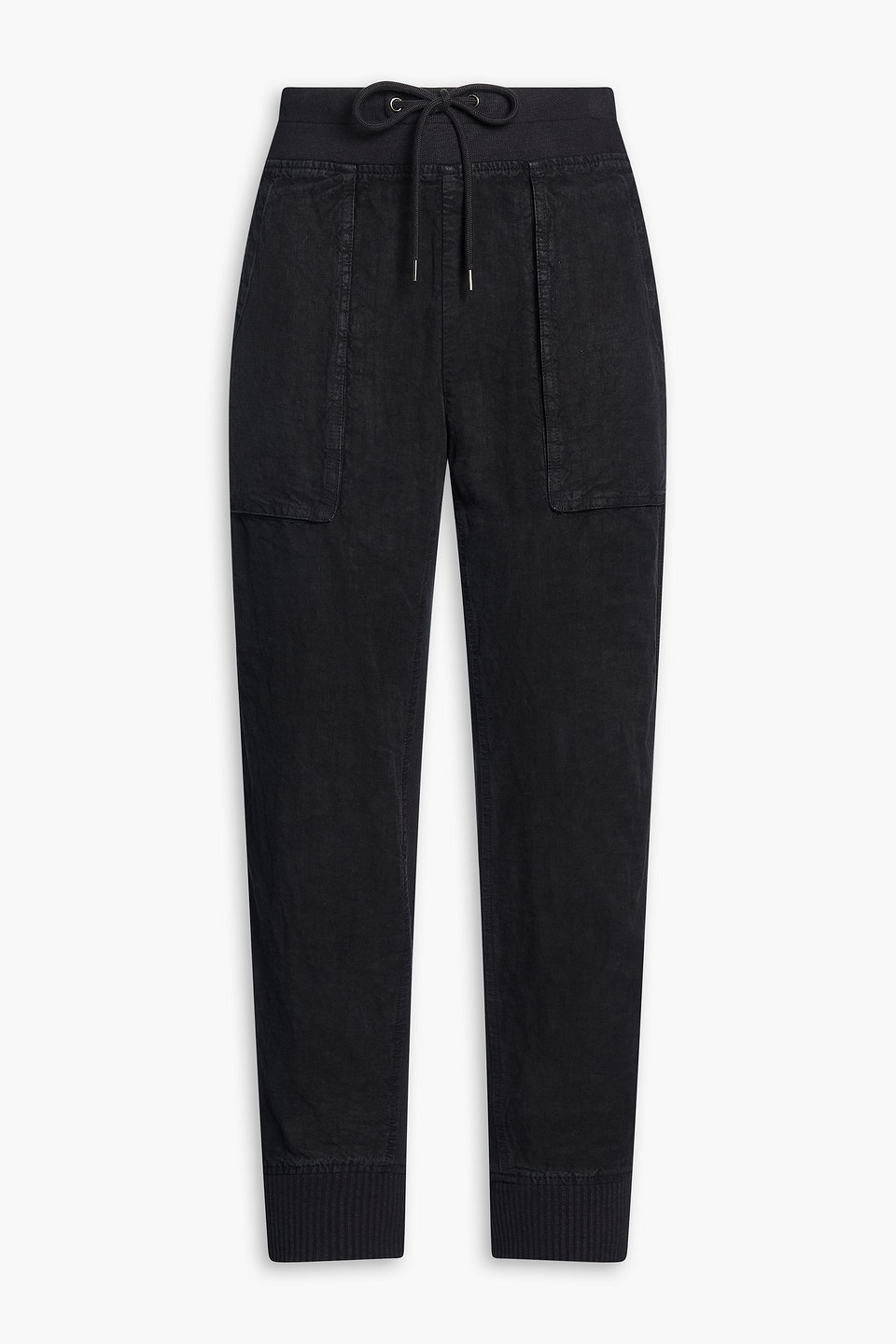 Linen tapered pants - Black - 2