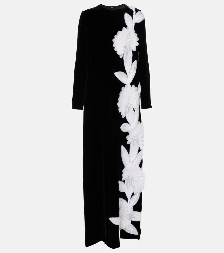 Floral embellished crêpe gown