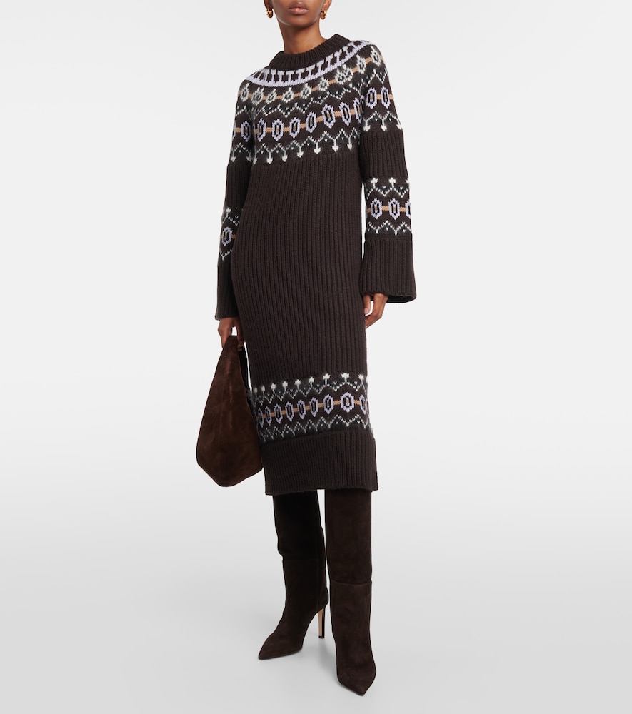 Rivka Fair Isle cashmere-blend midi dress