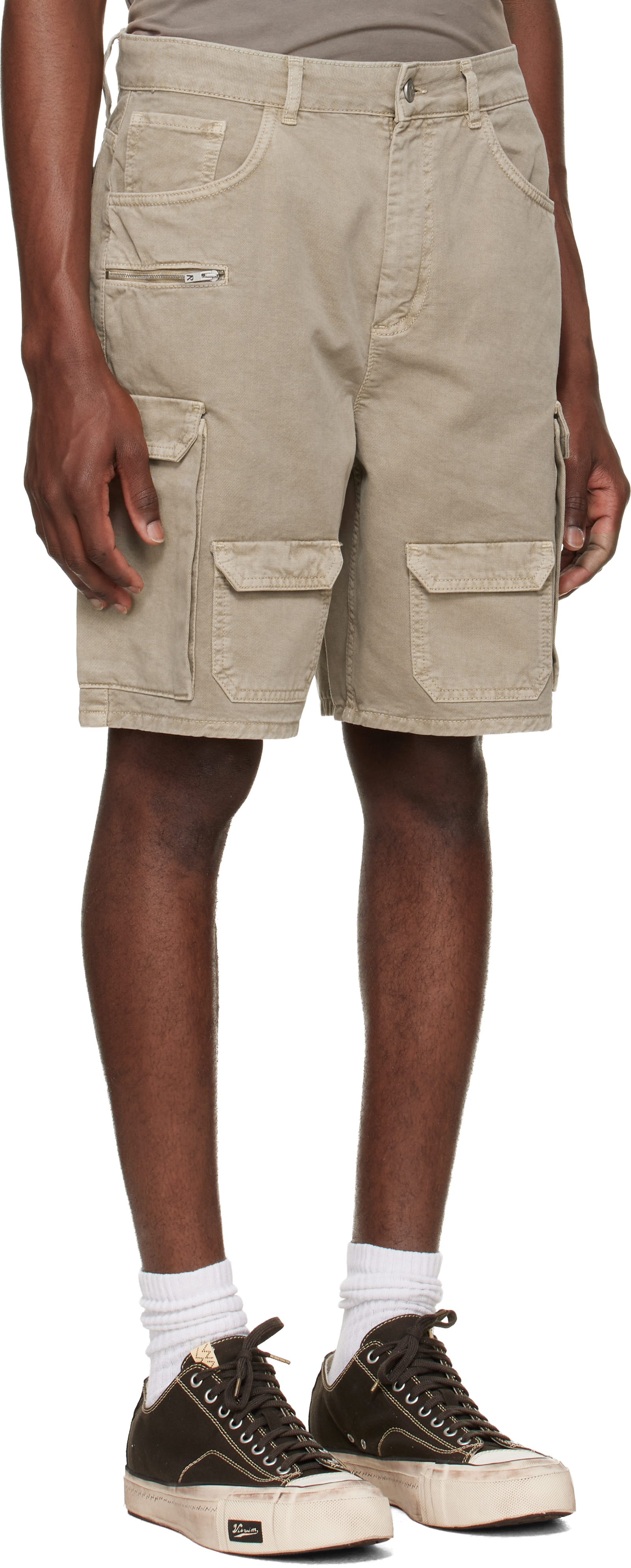 Beige Loaded Cargo Shorts