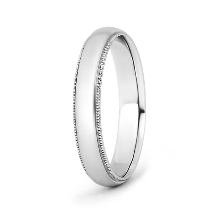 Angara Low Dome Comfort Fit Milgrain Wedding Band for Him in Platinum