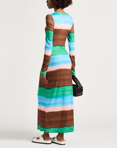 Woman Maxi dress Brown Size 4 Polyester, Elastane