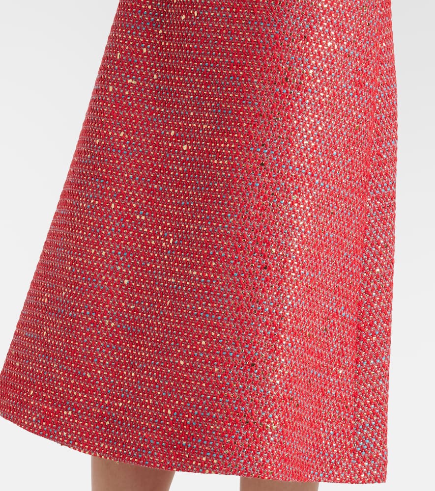 Cotton-blend lamé tweed midi dress