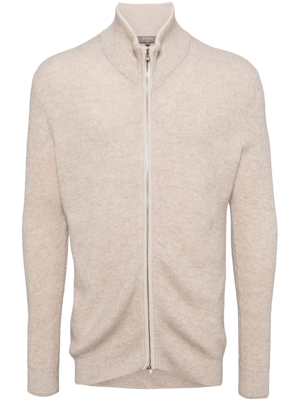 Two-tone ribbed-knit cashmere cardigan - Grey