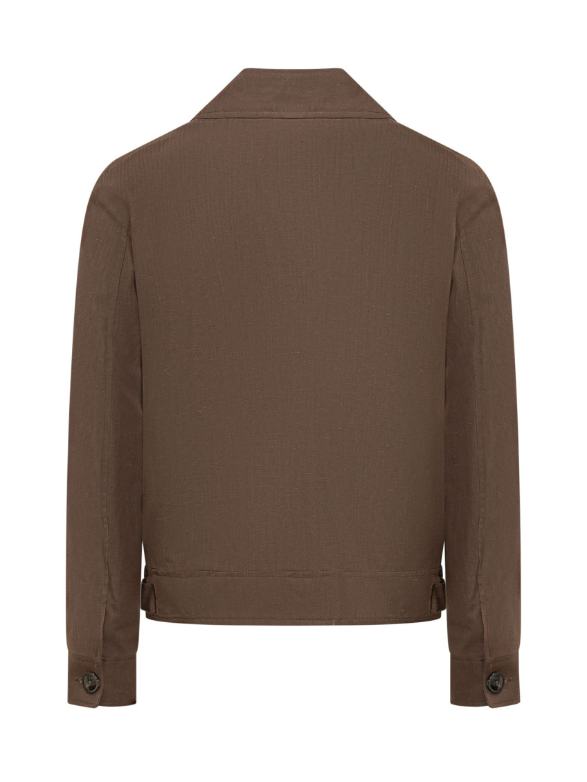 Brown Solid Shirt Collar Jacket