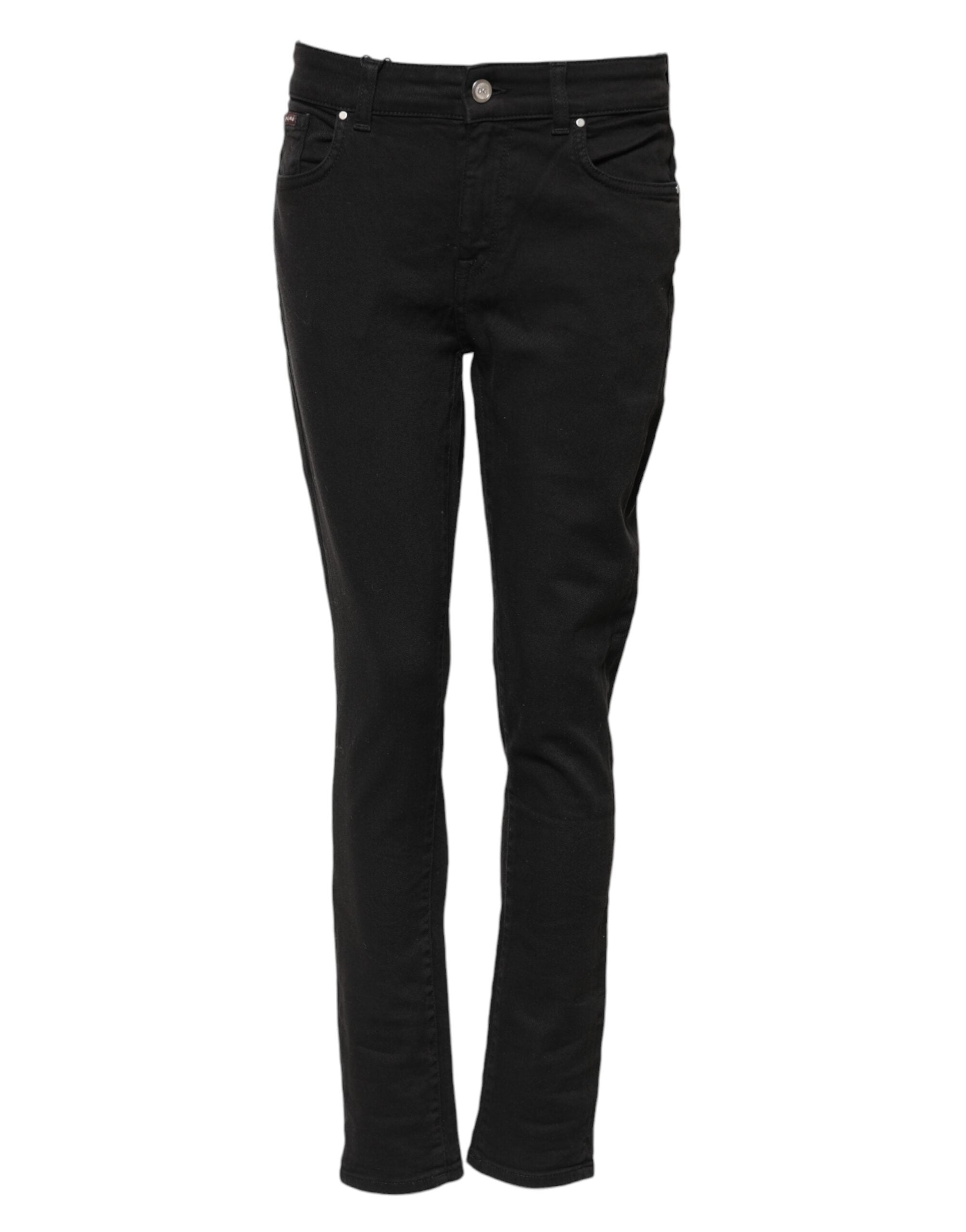 Skinny Mid Waist Denim Jeans — Black