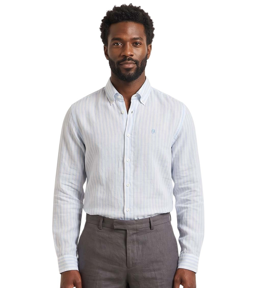 Blue Regular Stripes Shirt