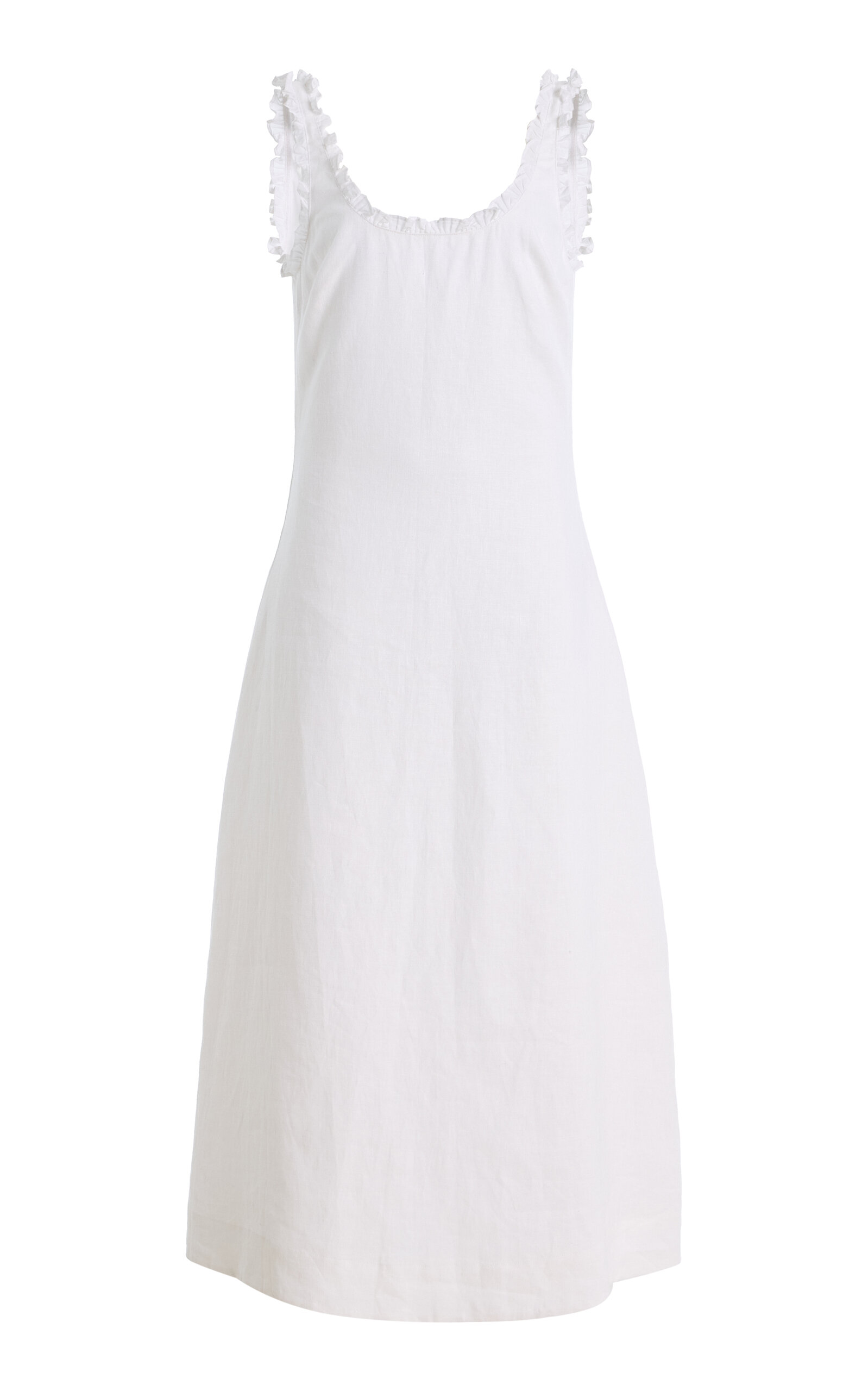 Florence Ruffled Linen Midi Dress - Moda Operandi