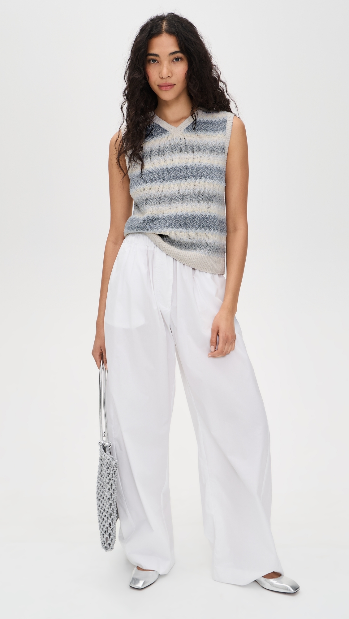 Summer Fair Isle Knit Vest Pale Tide Combo