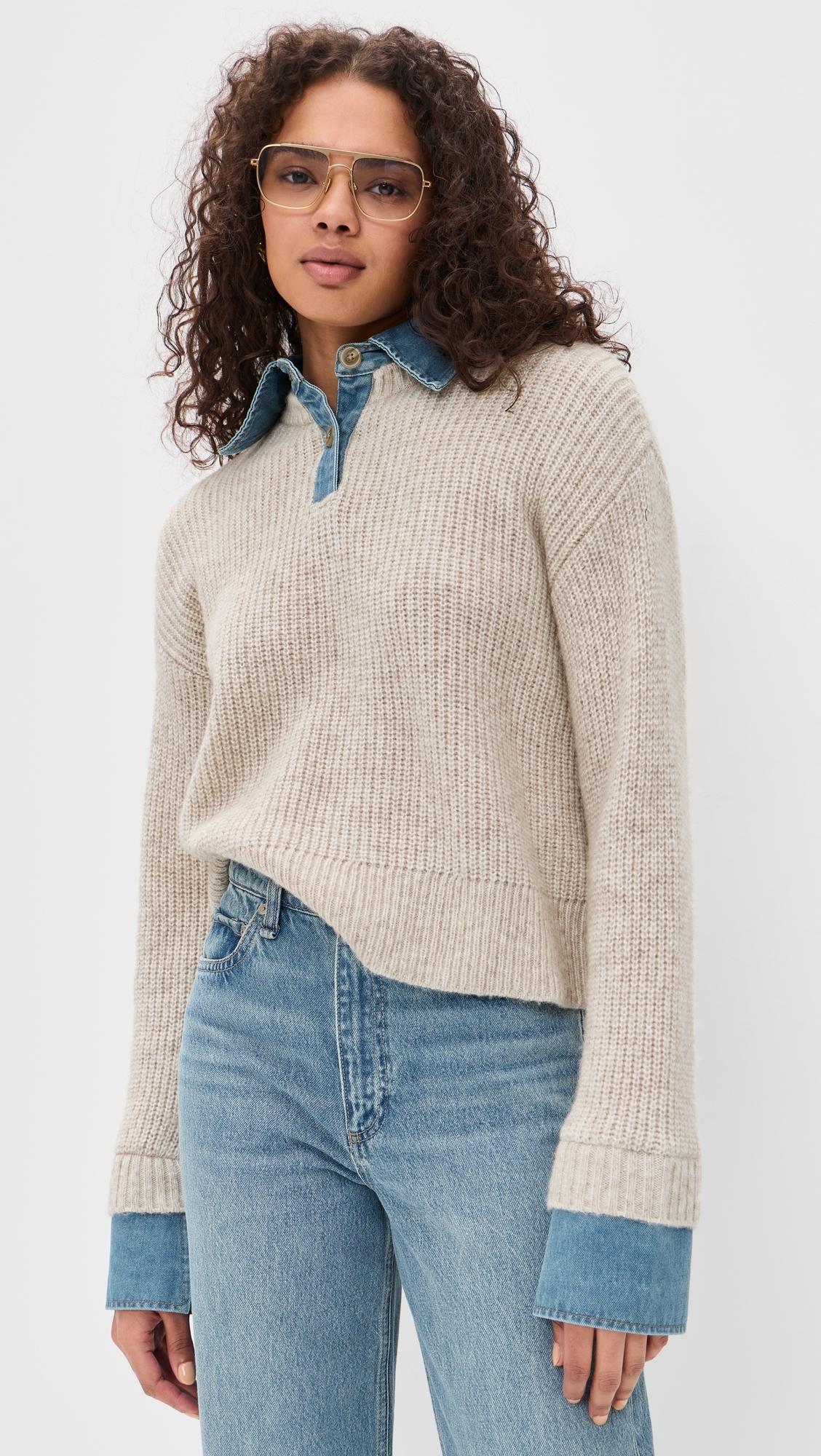 Harvey Sweater Superlight Denim/Oatmeal