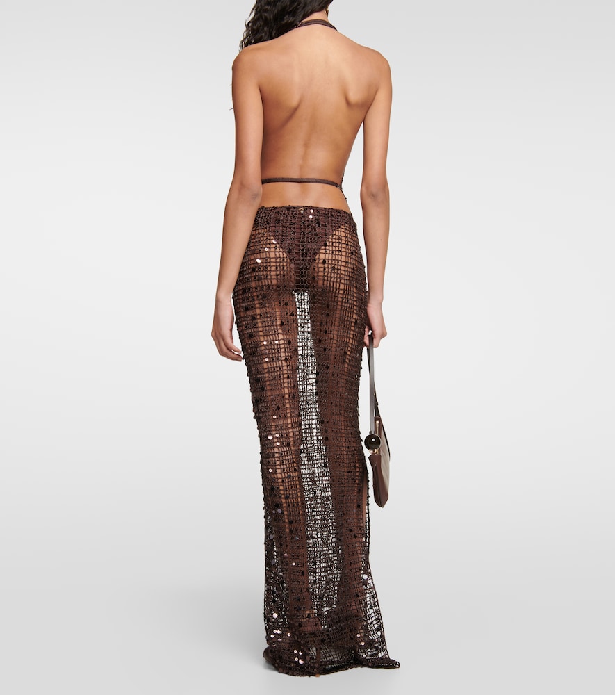 Aya Muse Cutout sequined maxi dress