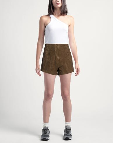 Woman Shorts & Bermuda Shorts Military green Size XS Ovine leather
