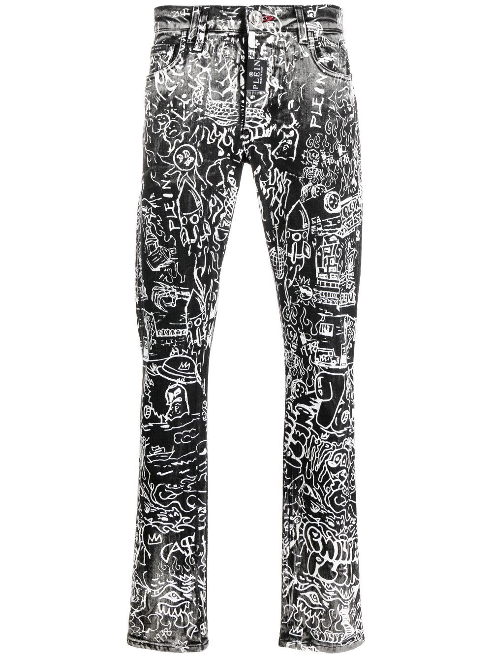 All-over graphic-print jeans - Grey