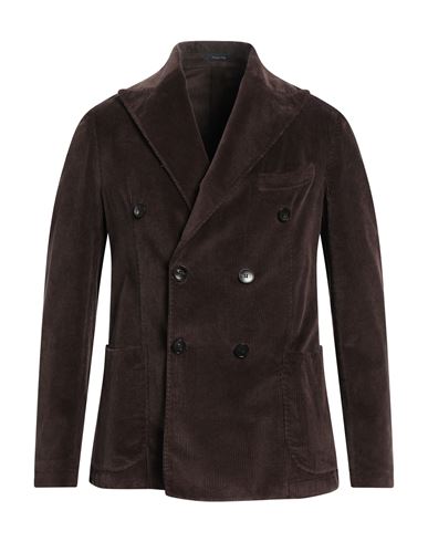 Guarinucci Man Blazer Chocolate brown Size 38 Cotton, Lyocell, Elastane