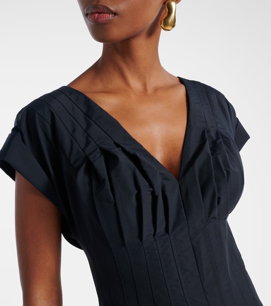 Nina pleated cotton-blend midi dress