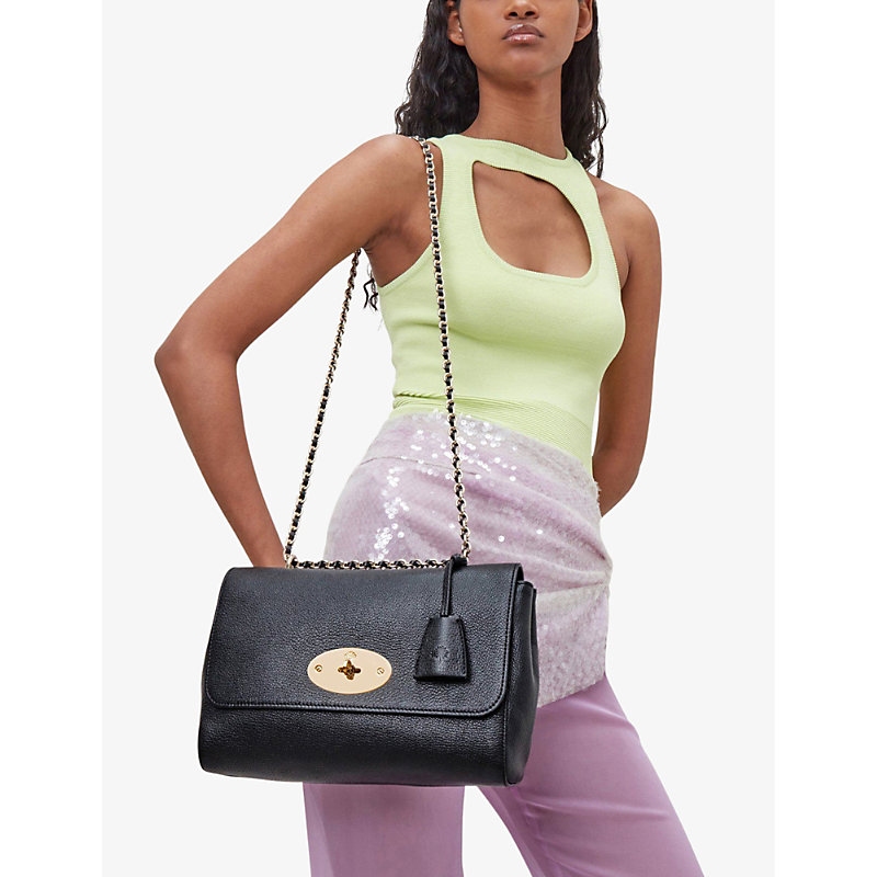 Womens Black Lily Medium Leather Shoulder bag 