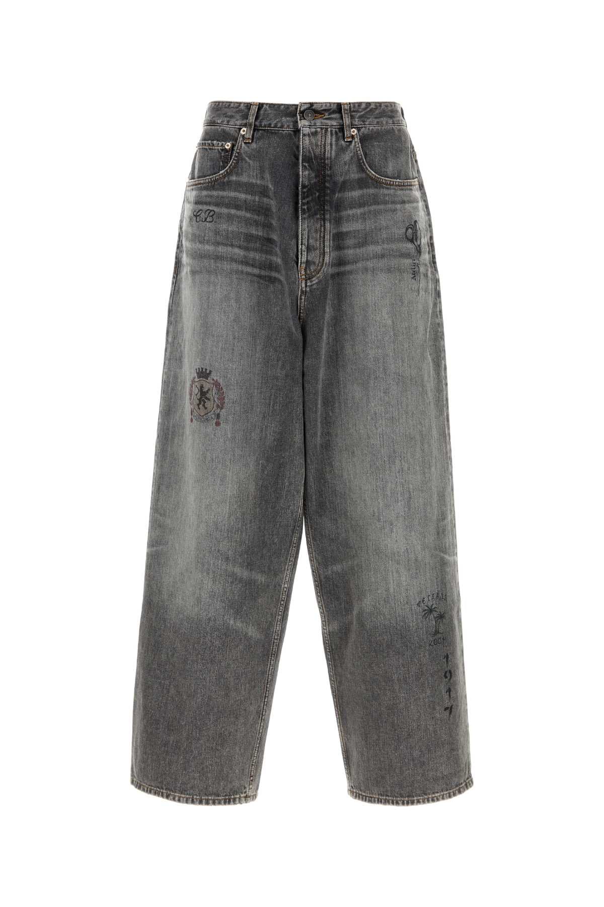 Distressed Cotton Jeans — Gray