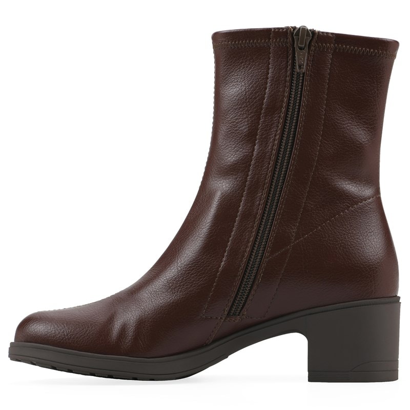 Women's Huda Block Heel Ankle Booties (Brown Smooth)