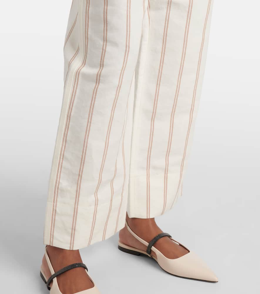 Monili striped linen and cotton chinos