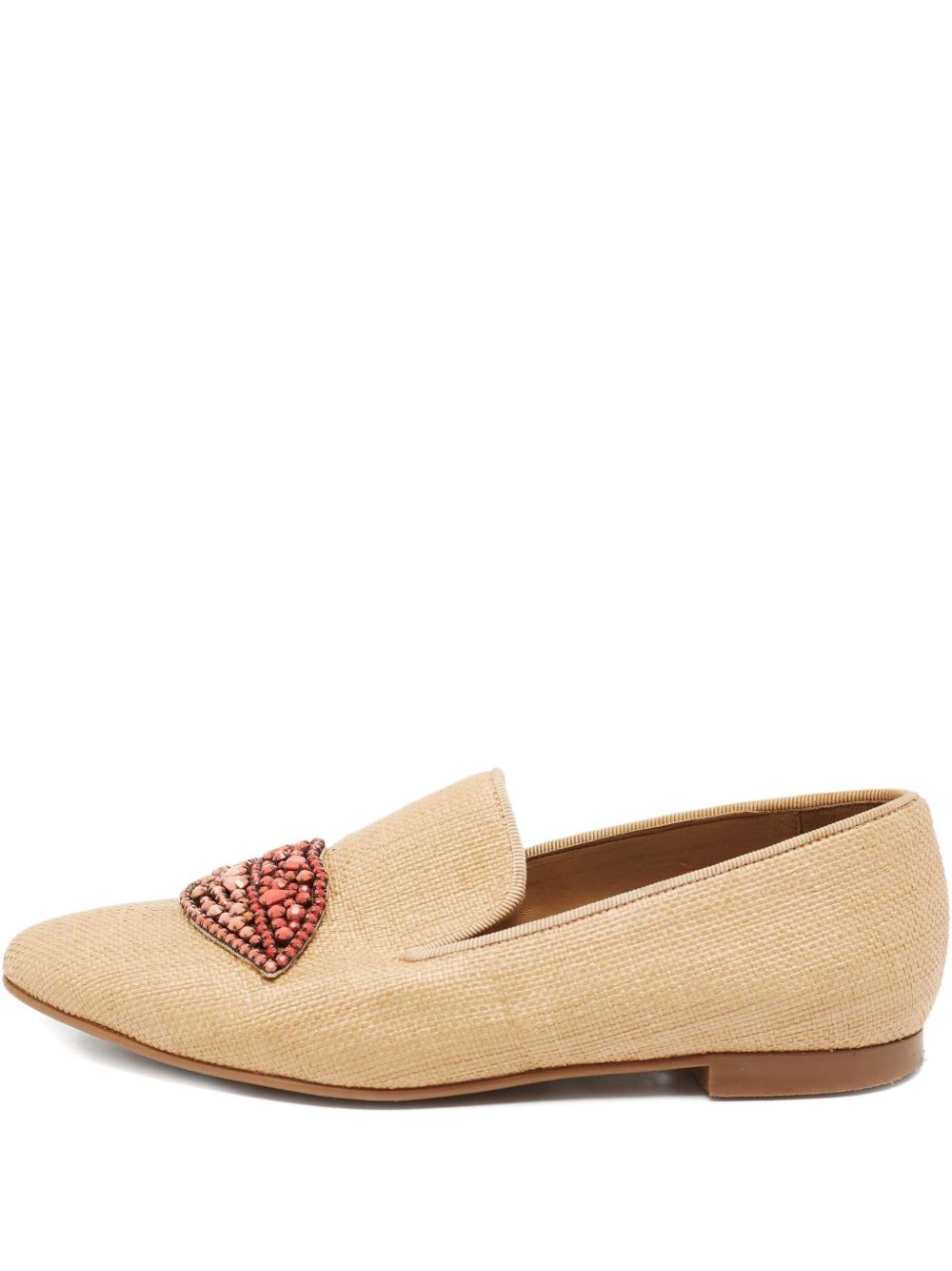 Tatami raffia embellishment slippers - Brown