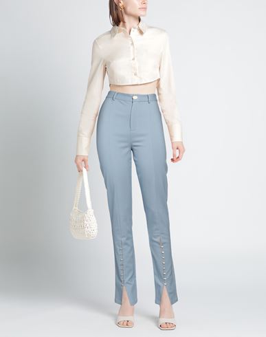 Woman Pants Light blue Size M Polyester, Viscose, Tencel, Wool, Elastane