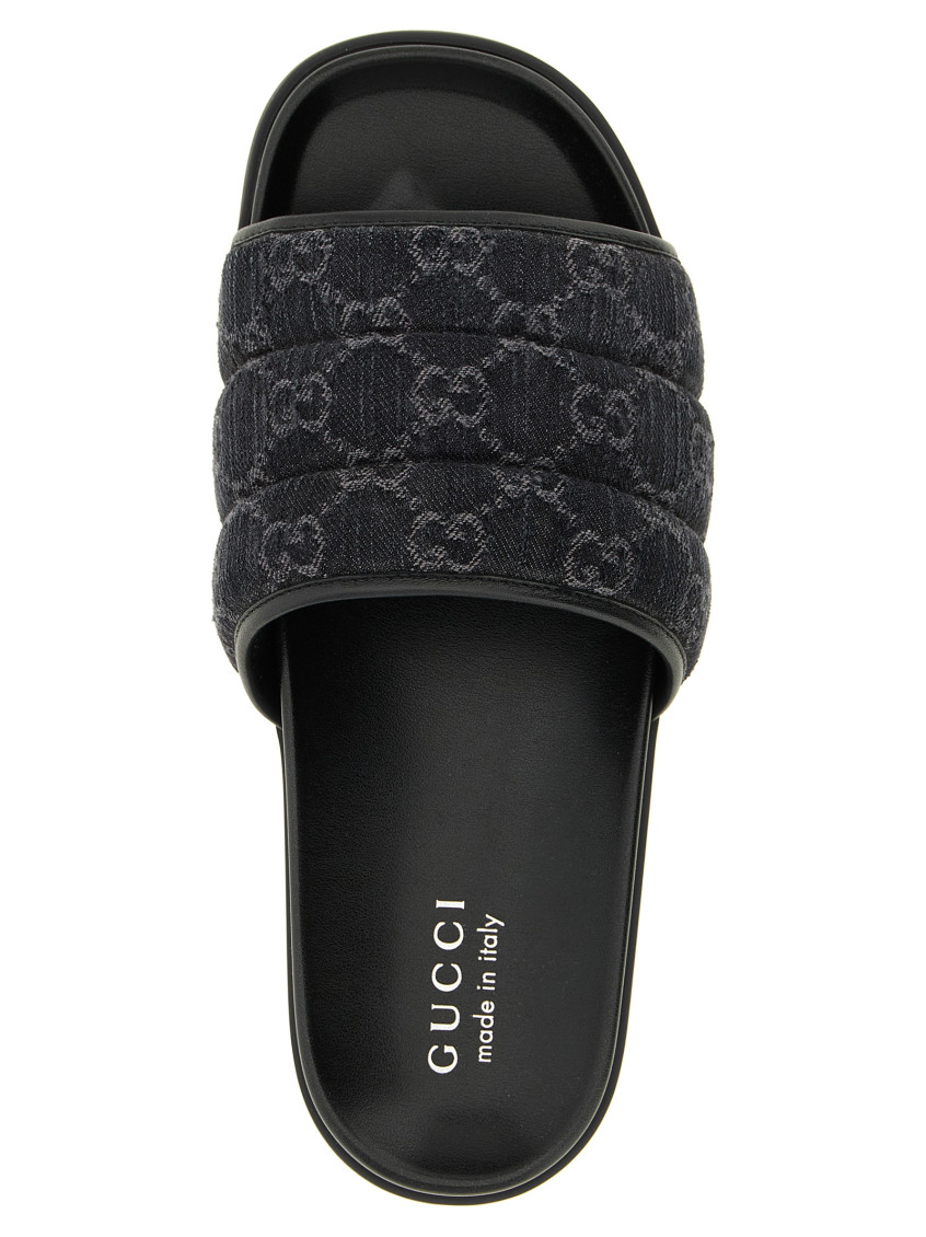 Gucci - gg denim slides open toe design