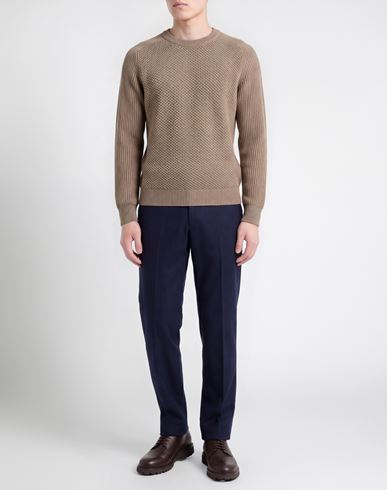 Man Sweater Taupe Size S Merino Wool, Acrylic