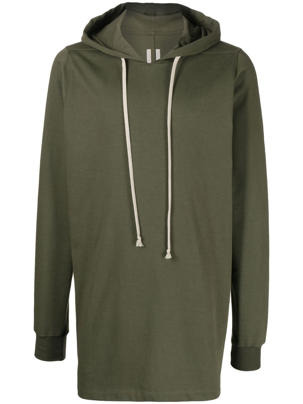 Long-length drawstring hoodie - Green