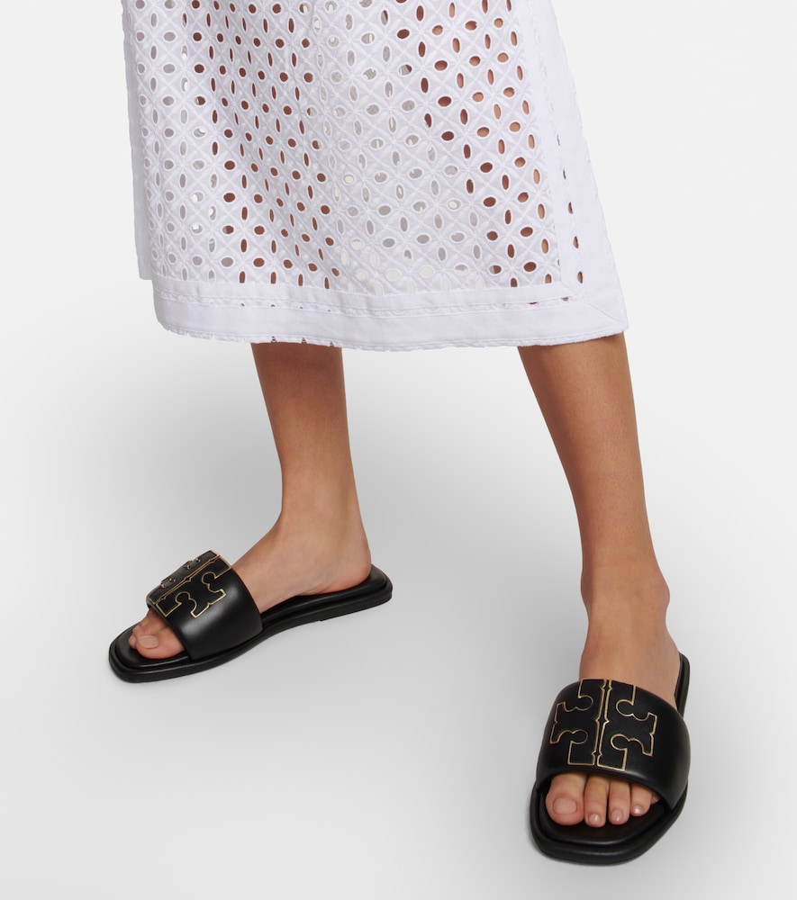 Tory Burch Double T leather slides