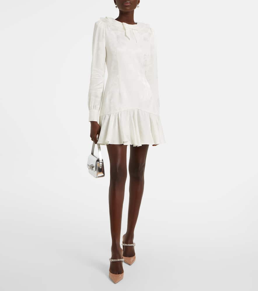 Bow-detail floral jacquard minidress