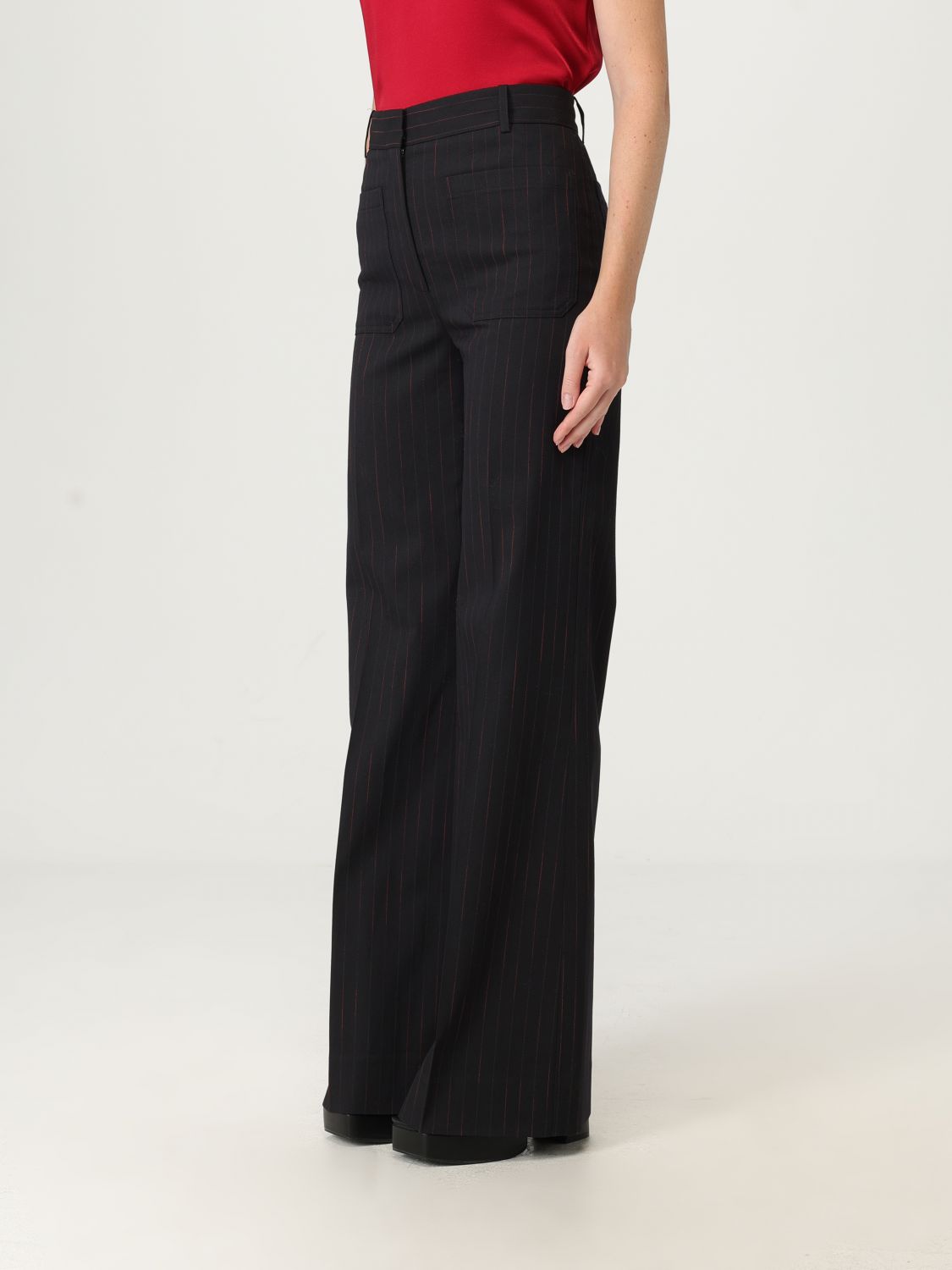 Pinstripe straight trousers - Blue