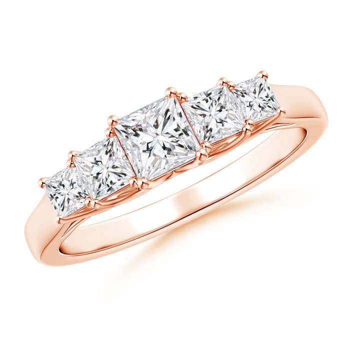 Angara 0.36 Carat Graduated Princess-Cut Trellis Diamond Five Stone Ring in 18K Rose Gold
