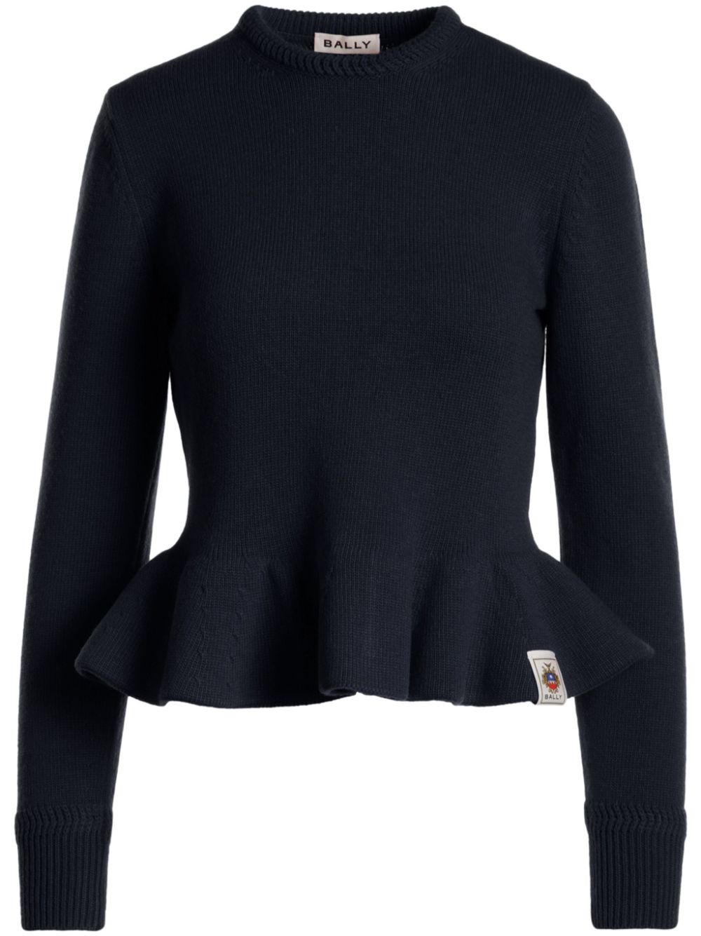 Logo-patch wool jumper - Blue