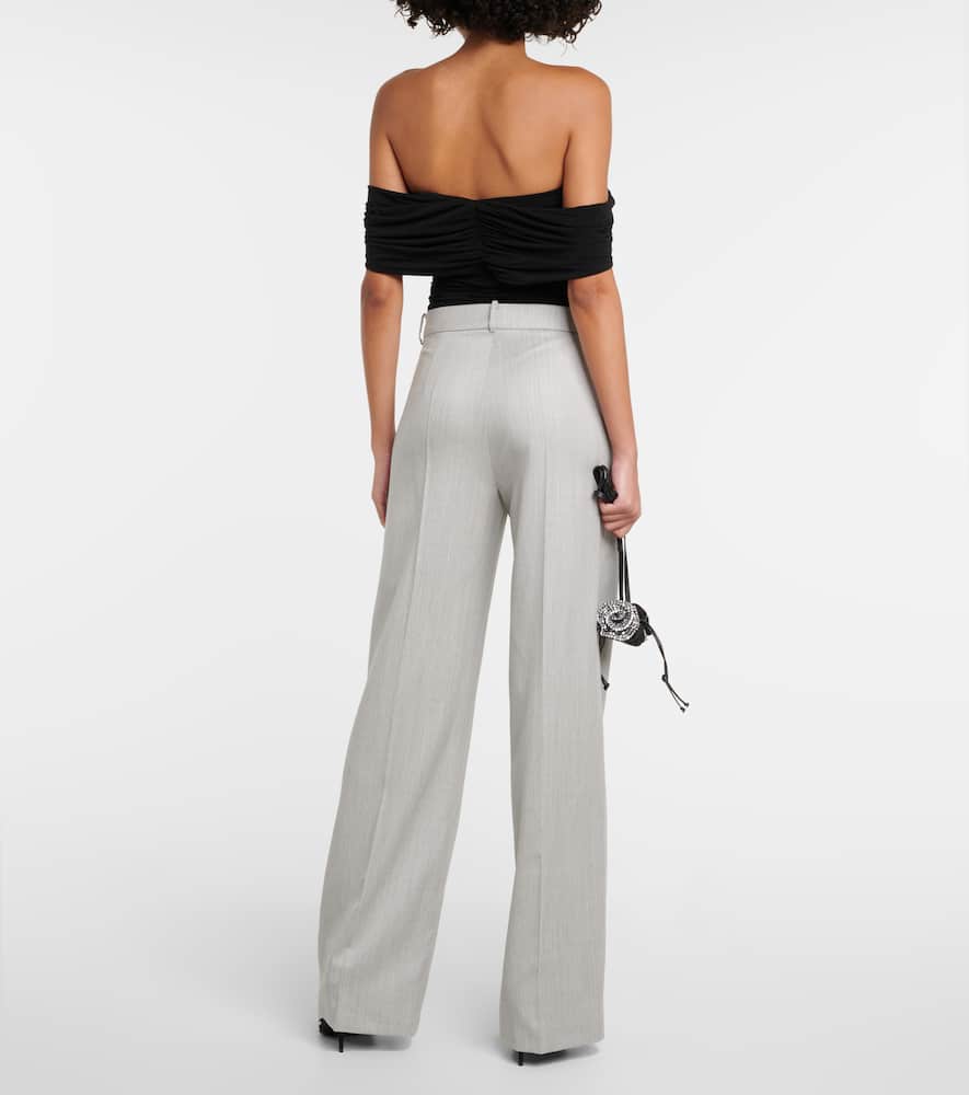 Mid-rise wool straight pants