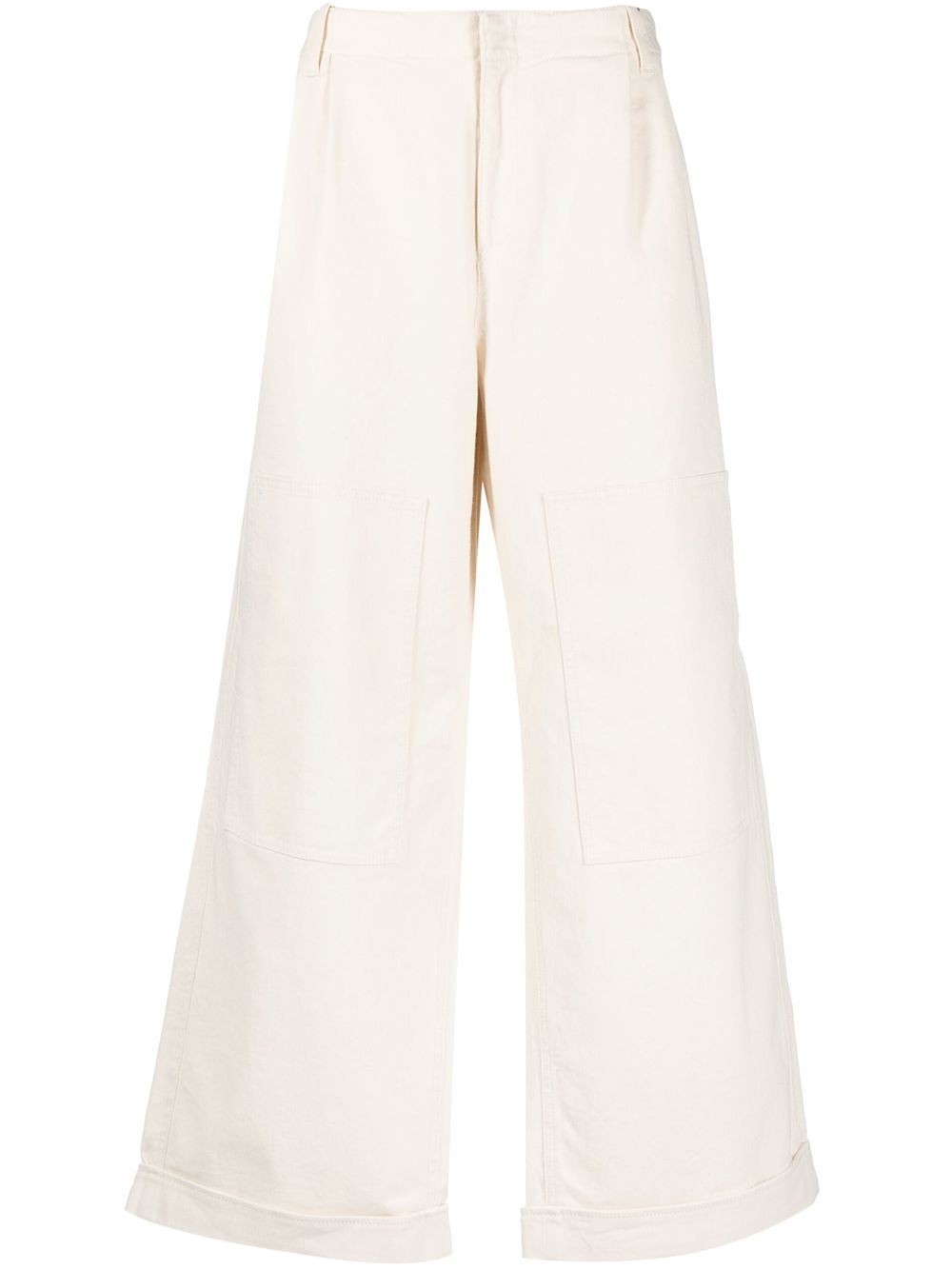 Low-rise wide-leg trousers - Neutrals