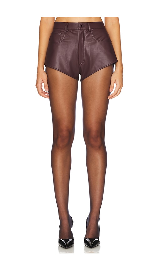 Lapointe Stretch Faux Leather Mini Short in Burgundy.  6. Also in