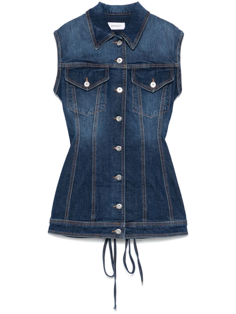 Sleeveless denim mini dress - Blue