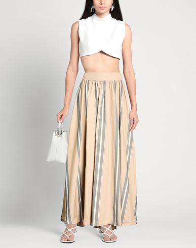 Co. go Woman Maxi skirt Beige Size 6 Polyester, Cotton