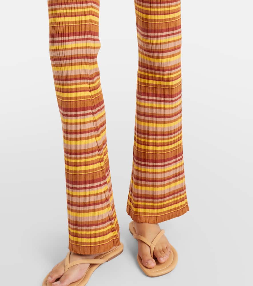 Ann ribbed-knit striped flared pants