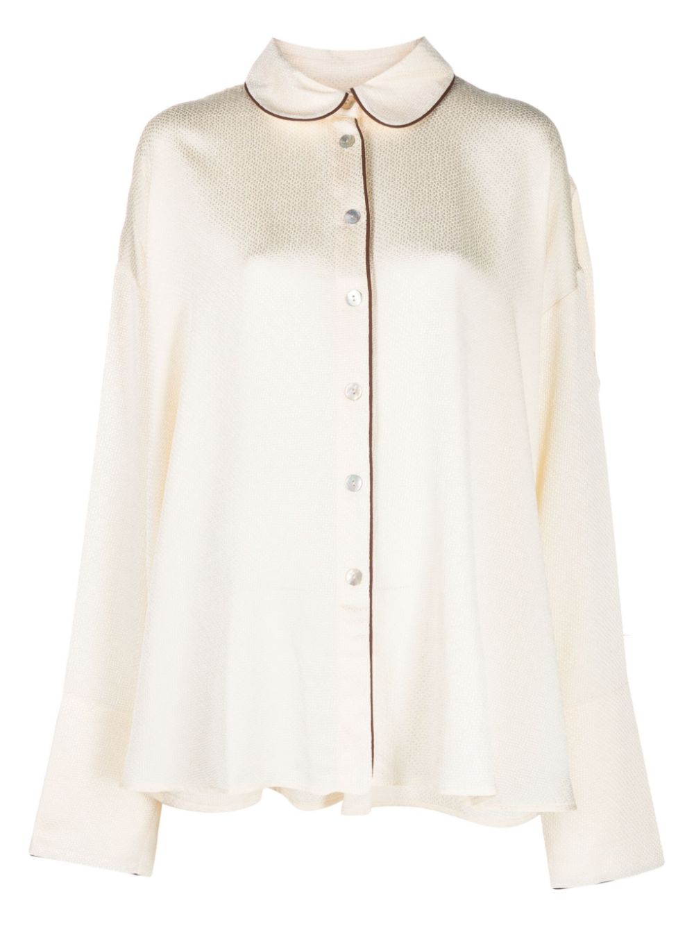 Pastelle jacquard-pattern pyjama top - Neutrals